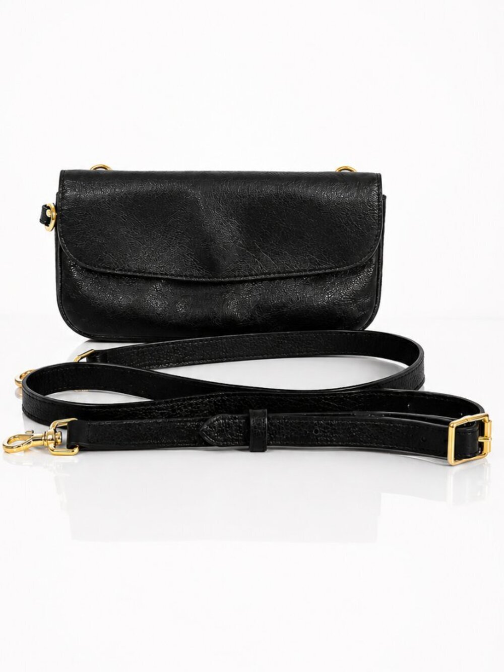 LEVENGER Black Leather Convertible Travel Wallet Pouch Bag